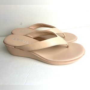 Aerosoles Womens Isha Pink thong Wedge Slides Thong Sandals Shoes size9